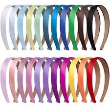 22 Pieces Satin Headbands 2cm Plain Headband Nonslip Hair Headband Colorful Diy