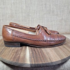 VTG Lorenzo Banfi Tassel Loafers Made In Italy Mens 10 Handcrafted Leather Shoes