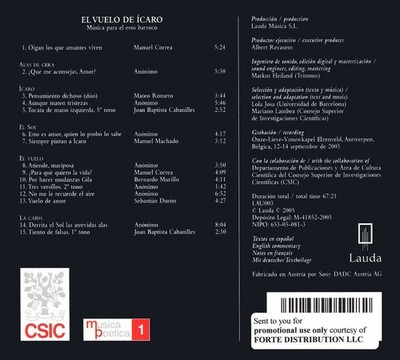 EL VUELO DE ICARO: MUSICA PARA EL EROS BARROCO NEW CD