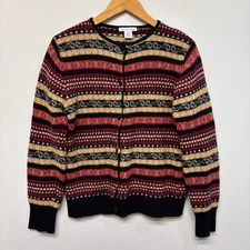 Vintage Eagle's Eye Women 100% Lambswool Cardigan Sweater Size Medium D050 -16