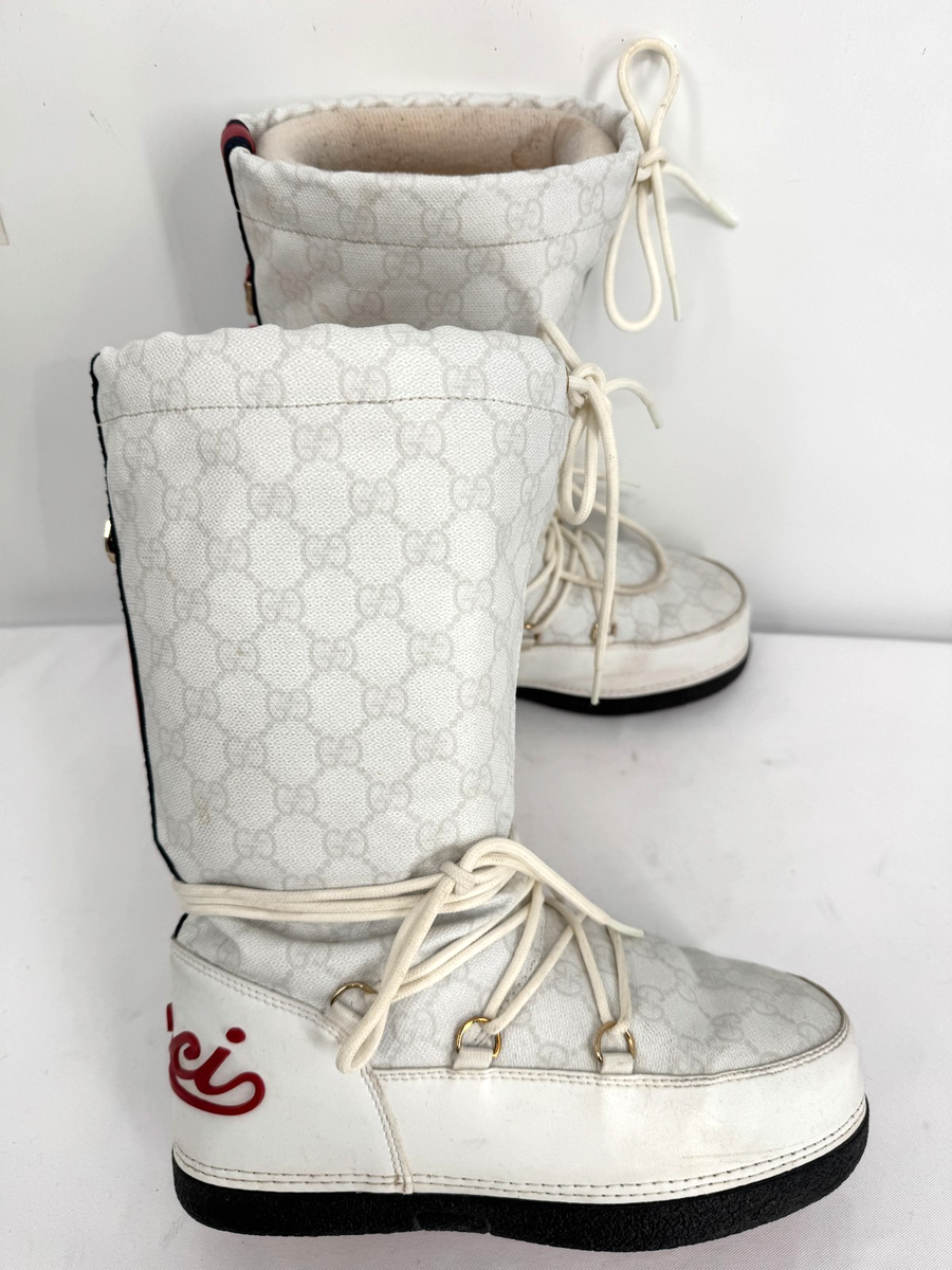 VTG 90s Gucci GG Print Logo Ski Snow Boots Winter Moon Sz 36 Sz
