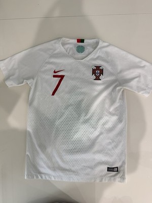 Nike Youth Large 2018/19 Portugal Away Soccer Shirt Jersey White Authentic