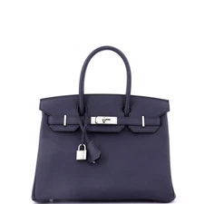 Hermes Birkin Handbag Blue Epsom with Palladium Hardware 30