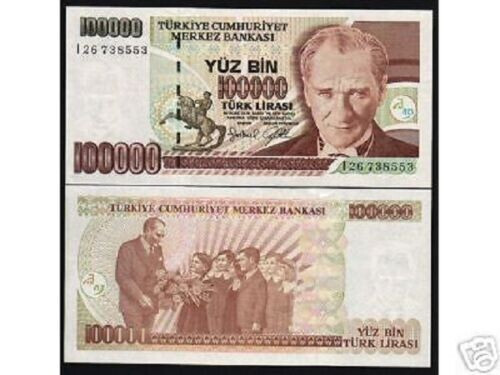 100000 Turkish LIRA P-206 1970 (1997) x 1 Pc Horse UNC Turkey Money 100,000 NOTE