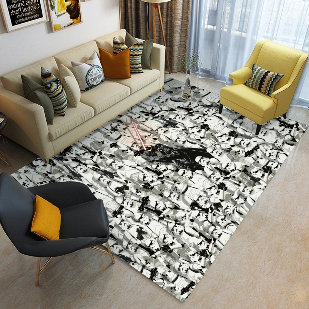 Star Wars Darth Vader Print Foldable Rectangular Floor Mat Rug Anti-Skid Carpet