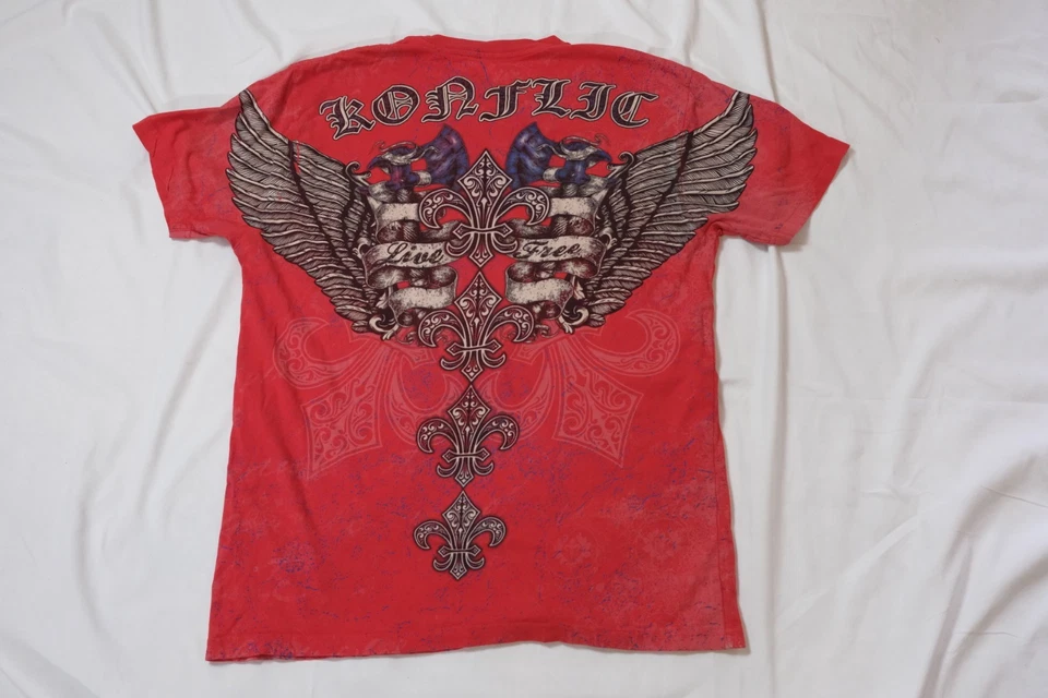 Konflict  Winged Sword Graphic T-Shirt Red Size Extra Large - Image 3 of 4