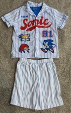 Sonic The Hedgehog 2pc Short Sleeve Baseball Jersey Pajama Set Boys M 8 NWOT