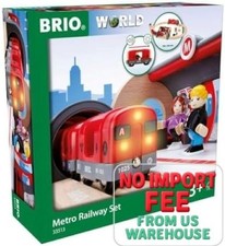 Brio 33513 20 Piece Metro Railway Set with Battery Powered Train and 50 Piece 33
