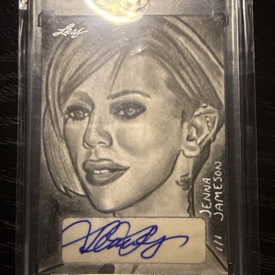 Jenna Jameson 1/1 Black/White Autograph Sketch Card By Juan Rosales