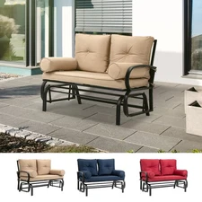 Outsunny 2-Person Outdoor Double Glider Chair Patio Loveseat w/ Cushions