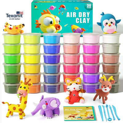 Air Dry Clay Kit, 36 Colors Modeling Clay for Kids, Soft Squishy Molding with Sc
