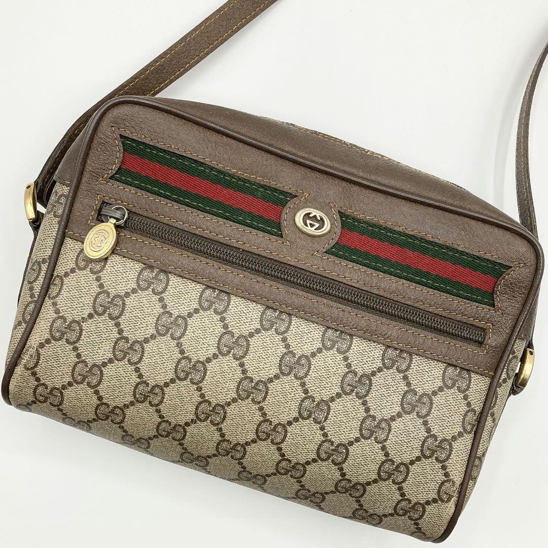 GUCCI Shoulder Bag Sherry Line Leather PVC Interlocking From Japan