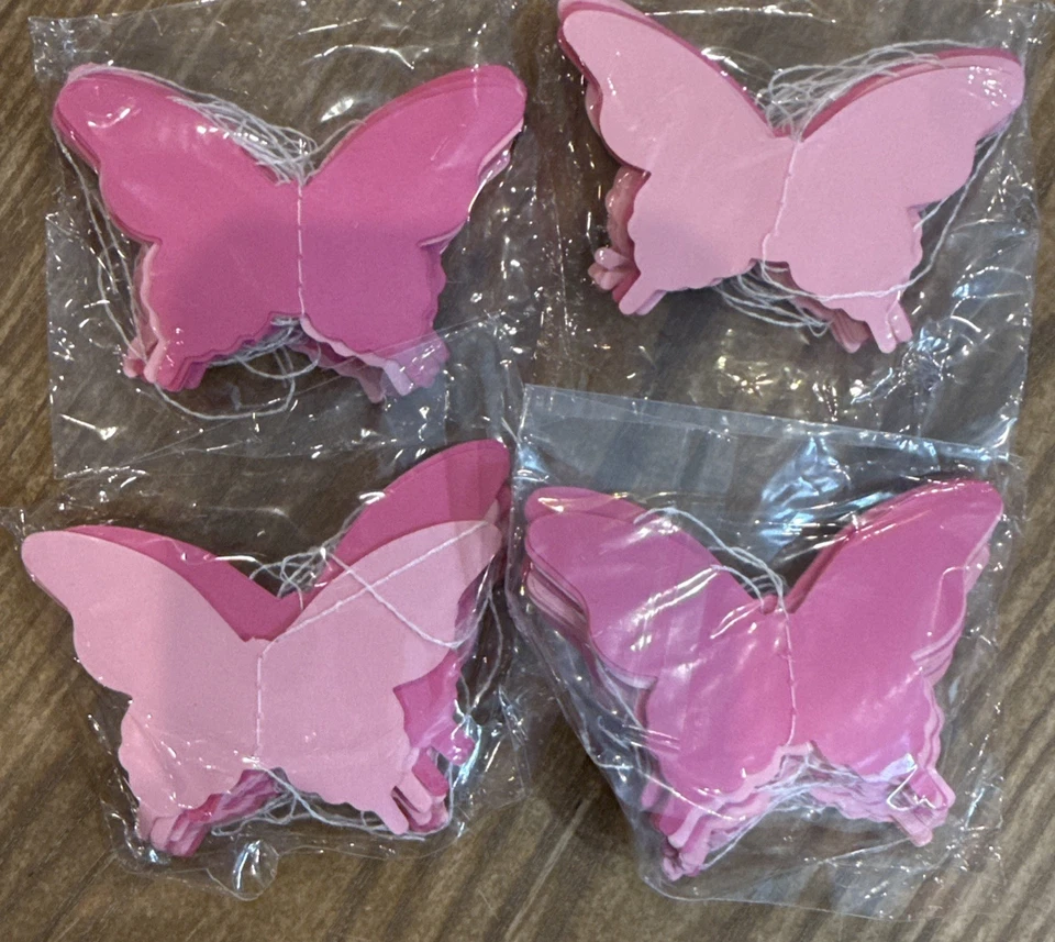 Pack de 4 Guirnalda Colgante Mariposa Decoración Fiesta, Papel 3D Rosa A0171 Foto 4 de 4