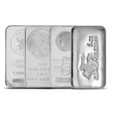 5 oz Silver Bar (Varied Condition, Any Mint) Random Brand 41.12 per troy oz