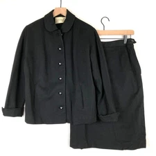 VTG BETTY ROSE Jacket Skirt Suit Set Women's Sz S Black Classic