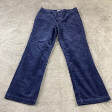 LOFT Navy Blue Corduroy Straight Leg Pants Womens 30/10 Stretch Trousers Preppy