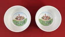 Villeroy & Boch Design Naif Soup Bowl Village Scene Pair (2) 5.25"