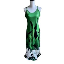 Tropical maxi vacation green a-line dress size large
