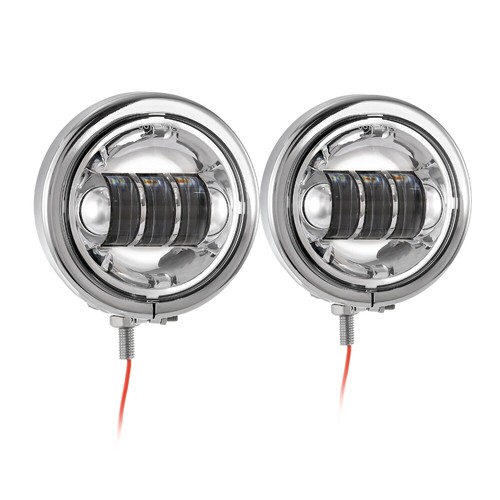 4.5"Inch Motorcycle LED Fog Passing Lights Auxiliary Lamp Chrome Housing Bucket - Picture 12 of 12