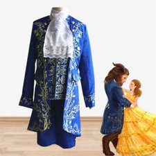 Adults Men Beauty and The Beast Costume Beast Cosplay Uniform Blue Uniform