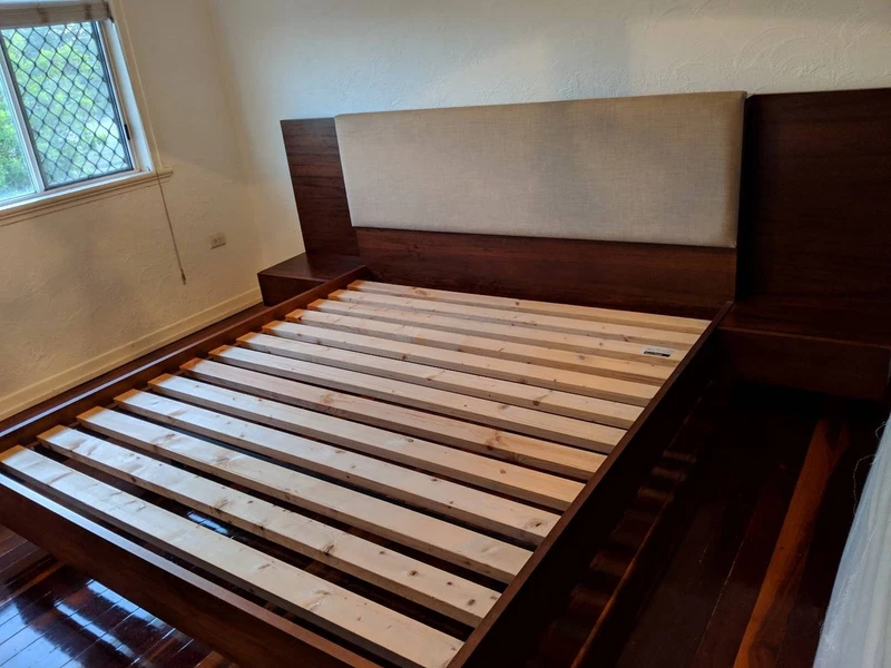 King Size Solid Timber Bed Frame With Upholstered Bedhead Beds King Size Solid Timber Bed Frame With Upholstered Bedhead