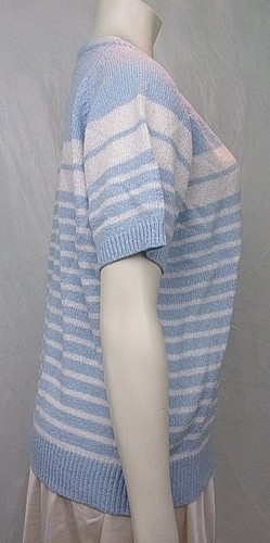 Carolyn Taylor Womens Sweater Shirt Blouse Blue Size M Pullover Short Sleeve - Picture 5 of 8