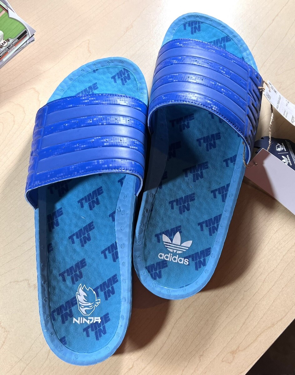 Adidas Ninja Time in Adilette Boost Slide Men- Size 12- Blue- GZ3757 - Flip Flop Amazon.com | adidas Mens Adilette Boost Slide x Ninja  main image 3