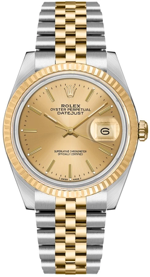 Reloj Rolex Datejust 36 Champagne Stick esfera índice unisex hecho en Suiza 16233-CHPSJ