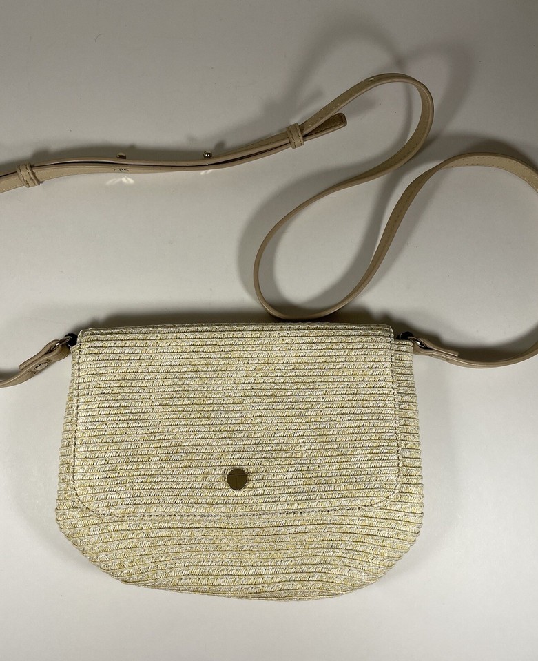 Talbots Women's Paper Straw Crossbody Bag Pockets Strap Purse Accessory