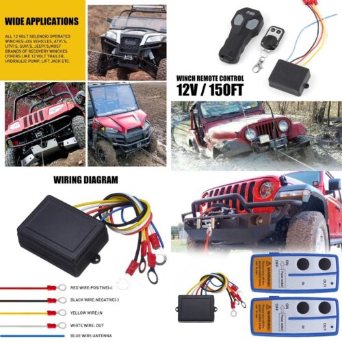 Wireless Winch Remote Kit Control 12V Receiver 150ft Twin Switch Handset Easy