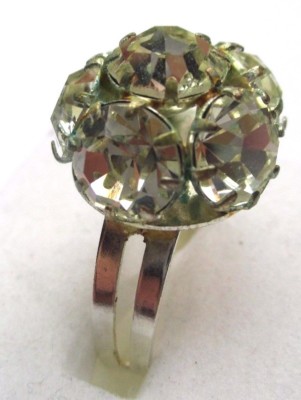 Bague Vintage Argentée à Cristaux Type Diamant - Taille Réglable - Occasion Très Bon état