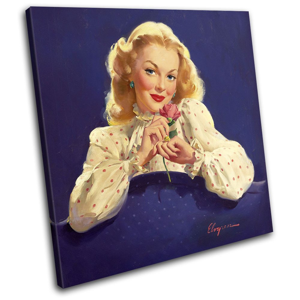 Vintage Girl Retro Pin-ups SINGLE CANVAS WALL ART Picture Print | eBay