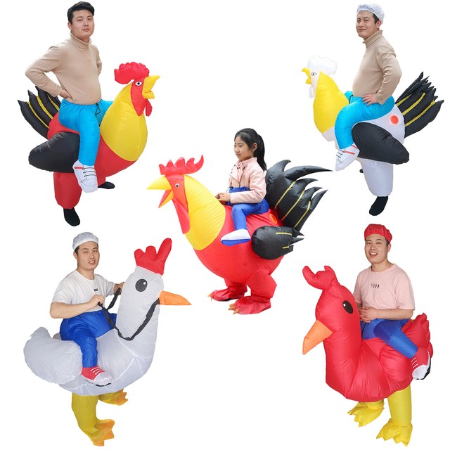 Inflatable Rooster Costume Chicken for Kids Rider Halloween Cosplay