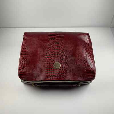 Estee Lauder Red Faux Leather Alligator Skin Makeup Bag