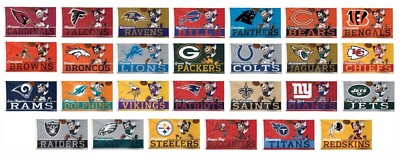 NFL Assorted Teams Wincraft Mickey Mouse 3' x 5' Deluxe Flags W/ Grommets NEW!