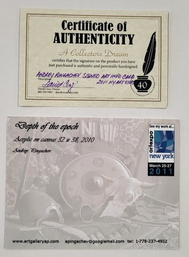 5.5 x 7 NYC ART EXPO INFORMATION CARD SIGNED BY ARTIST ANDREY RINGACHEV W/ COA - Picture 3 of 3