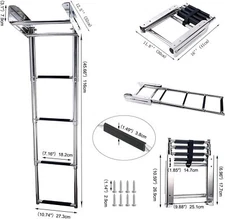 4 Step Stainless Telescoping Ladder Slide Under Platform Mount Boarding Ladder