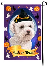Halloween Garden Flag - White Lagotto Romagnolo