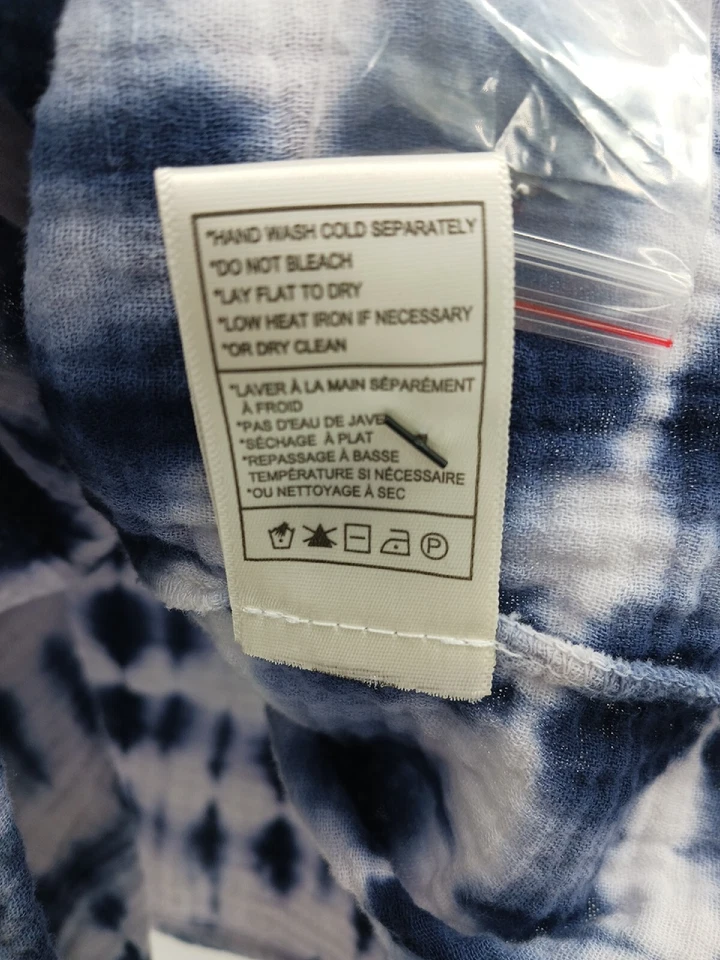 Top para mujer BB Dakota azul medio sin mangas tie dye manga con volantes botón Foto 4 de 4