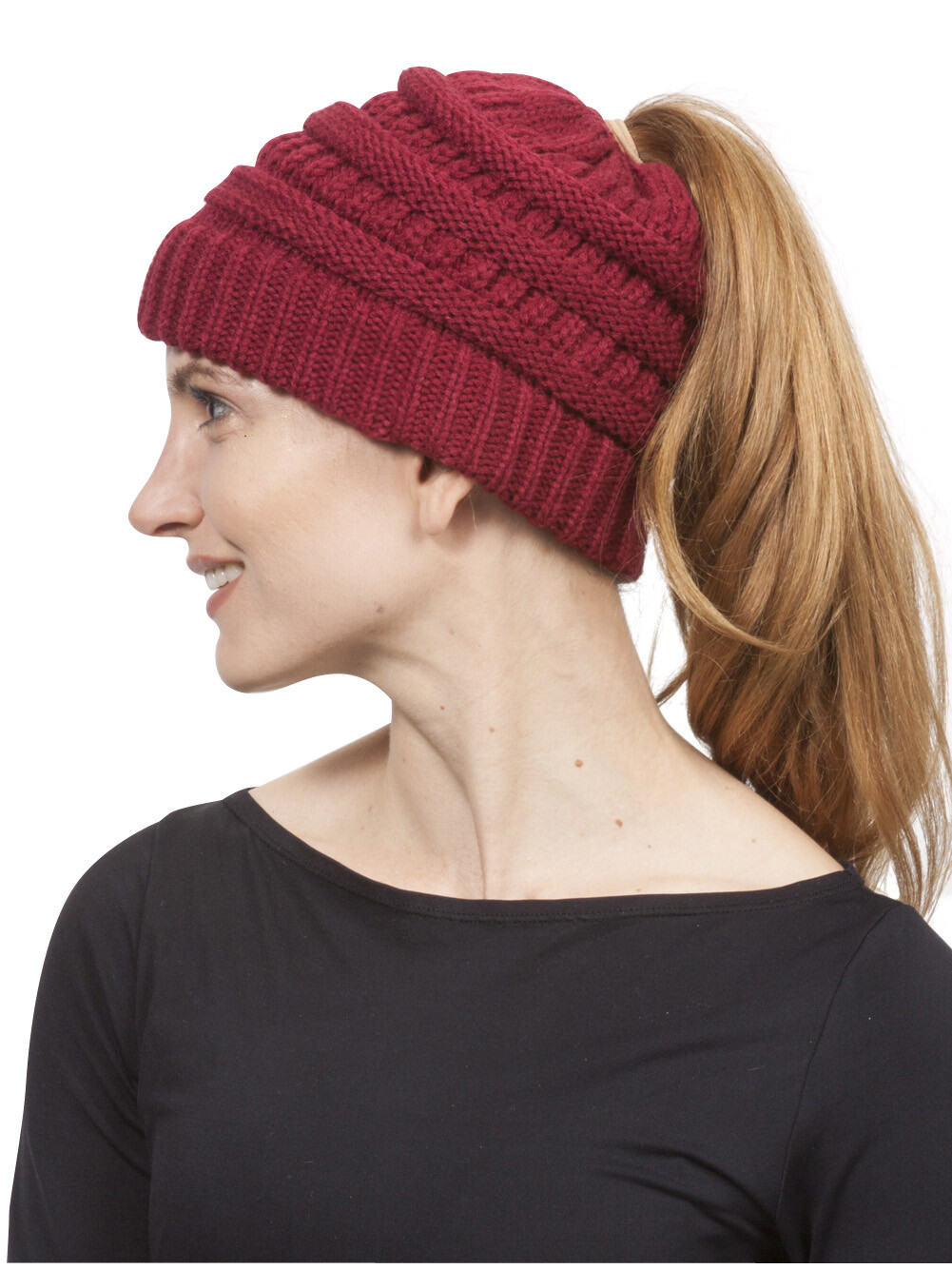 PONY Berretto in maglia coda di cavallo fili a gravità