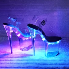 Flashdance Multi Color 12 Function Flashdance Clear Platform 8" Heels