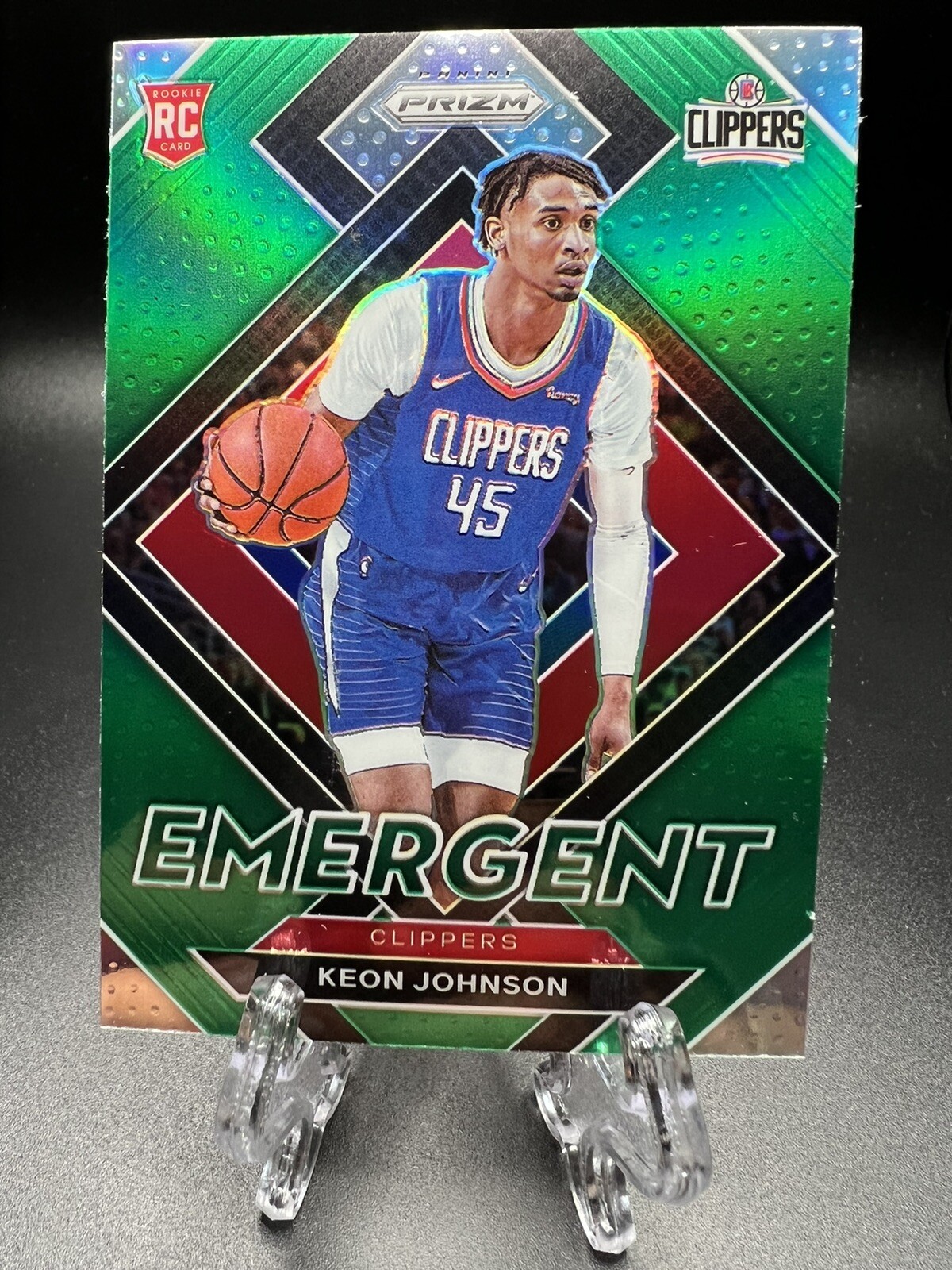 2021-22 Panini Prizm Keon Johnson Emergent Green Rookie Prizm #6 Clippers *