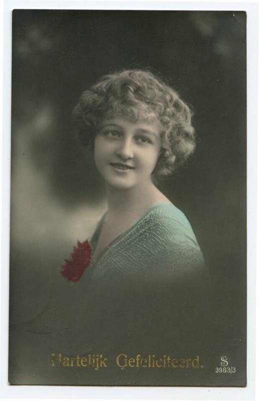 c 1918 Glamour Glamor Lovely LADY PROFILE PORTRAIT photo postcard