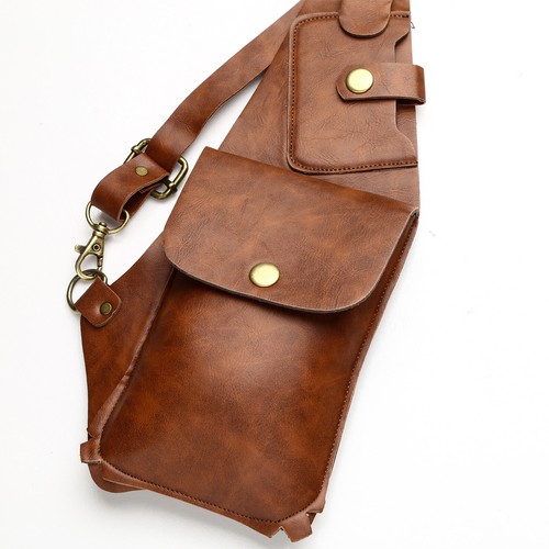 Hombres Mujeres Vintage Correa de Cuero Axilas Bolso Cuadrado de Hombro Bolso para Teléfono Móvil - Imagen 26 de 29