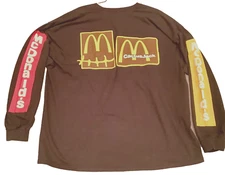 Travis Scott x McDonalds x CPFM 4 CJ Souvenir LS T-shirt Brown Size XXL NEW 2020
