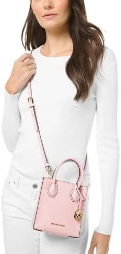 Bolso Bandolera Michael Kors Mercer Extra Pequeño Cuero Guijarro Nuevo con Etiquetas Rubor en Polvo