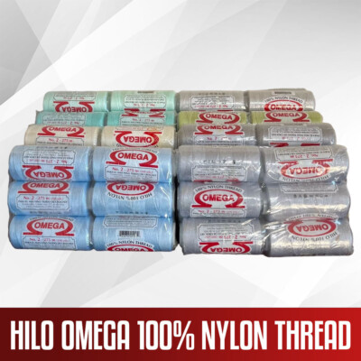 Hilo Omega 100% Nylon #2 Thread 300 Yards Pack of 6 ~ 7 Colors, You Choose!