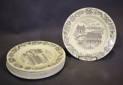 Vintage Bucks County Ceramic Serving Dinner Plate 10” Set Of 8 Yellow by Royal - 第 2/10 張圖片