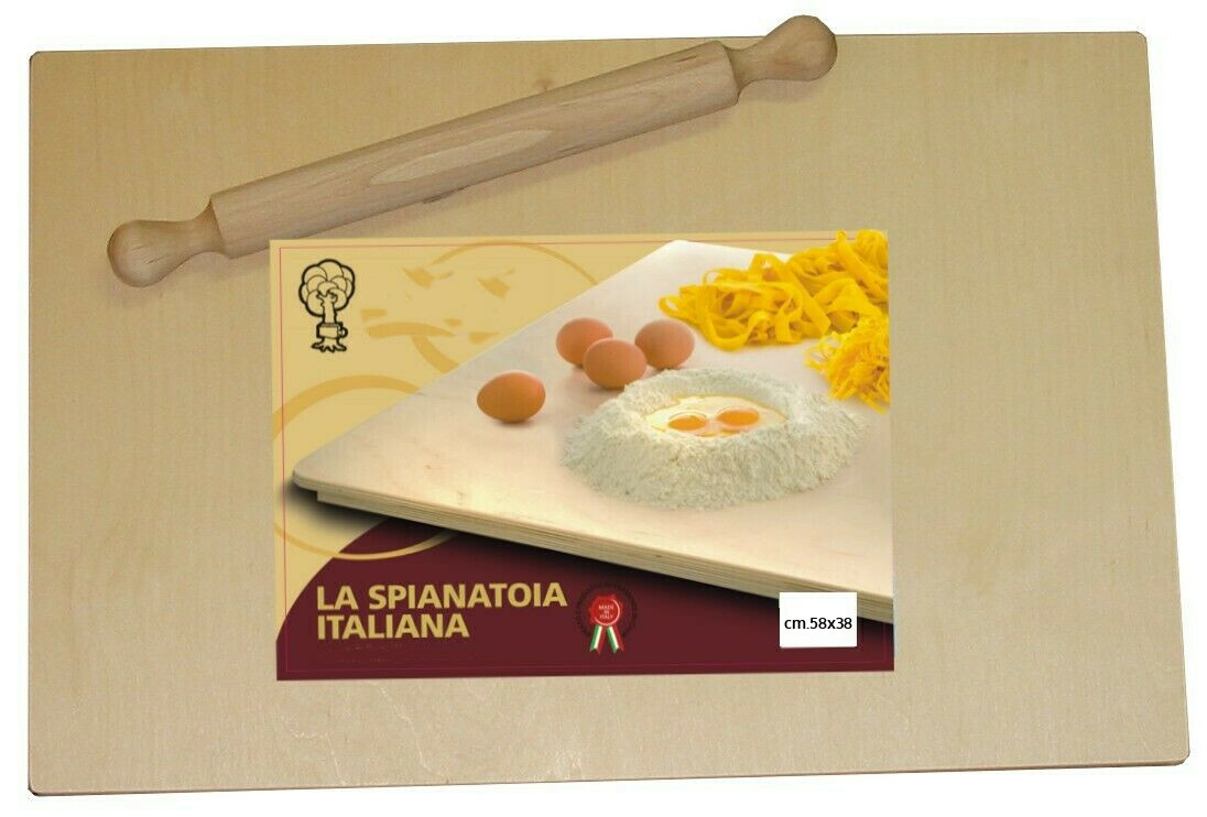 SPIANATOIA IN LEGNO PER IMPASTARE cm.58x38 CON MATTARELLO PASTA PIZZA DOLCI