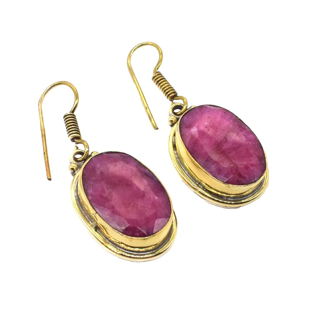Pendientes de Moda Rubí de latón chapado